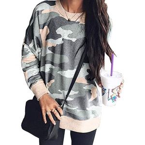 Long sleeve camo print top